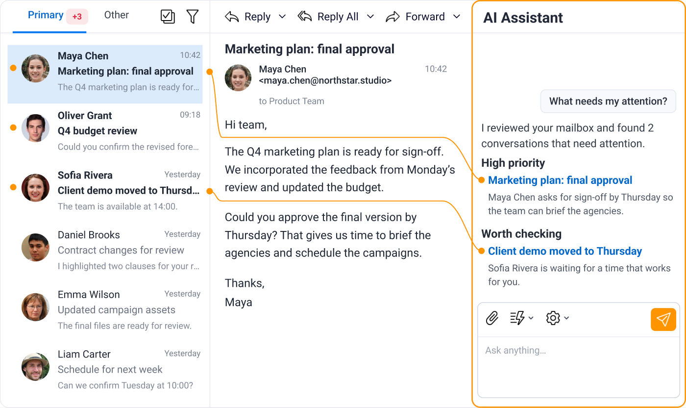 eM Client: Asystent AI na pasku bocznym